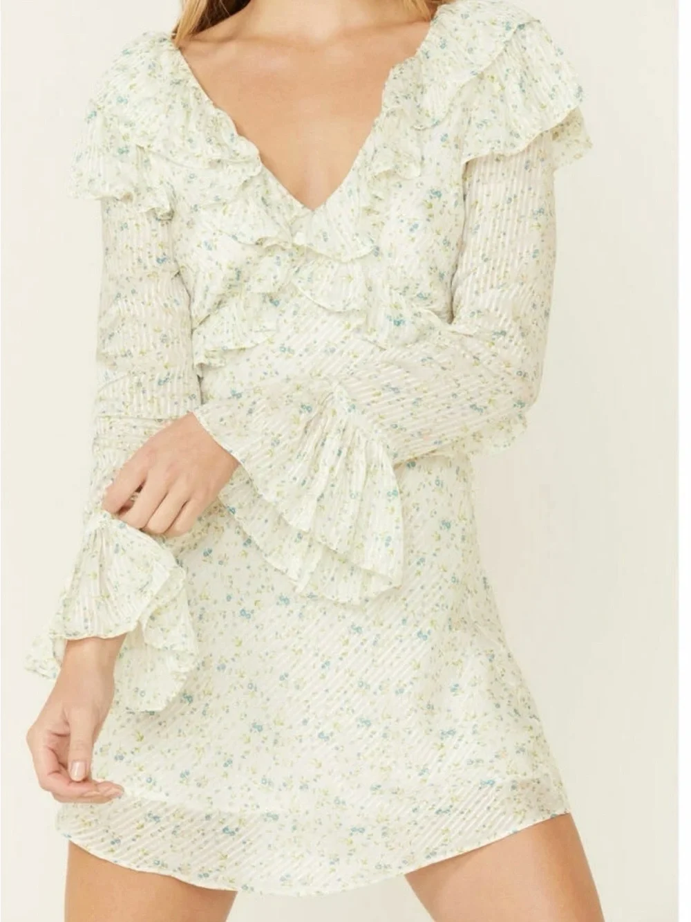 Free People Sweetest Thing Floral Ruffled Mini Dress